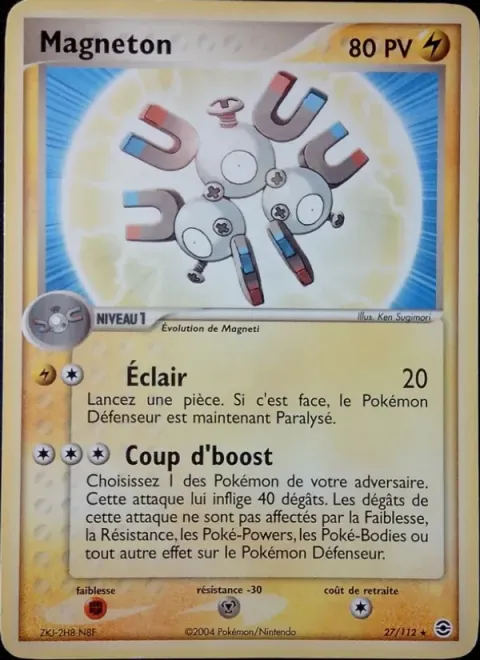 Carte Pokémon Magnéton 027/112, extension EX Rouge Feu & Vert Feuille