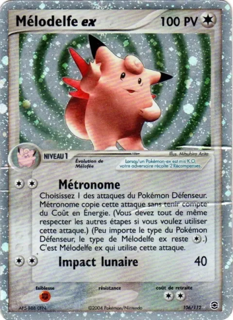 Carte Pokémon Mélodelfe ex 106/112, extension EX Rouge Feu & Vert Feuille