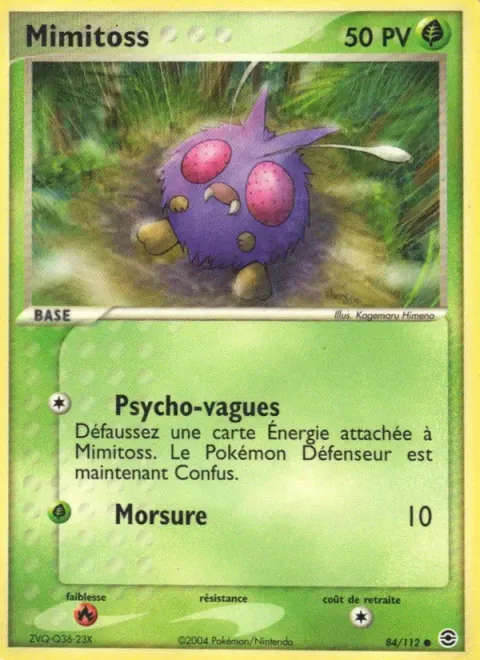 Carte Pokémon Mimitoss 084/112, extension EX Rouge Feu & Vert Feuille
