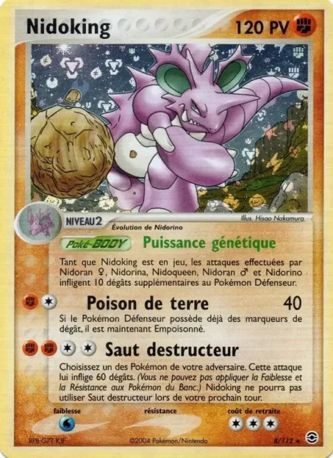Carte Pokémon Nidoking 008/112, extension EX Rouge Feu & Vert Feuille
