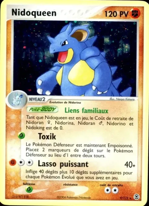 Carte Pokémon Nidoqueen 009/112, extension EX Rouge Feu & Vert Feuille