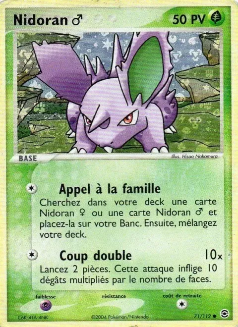 Carte Pokémon Nidoran ♂ 071/112, extension EX Rouge Feu & Vert Feuille