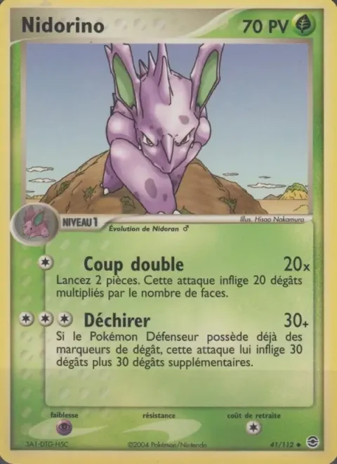 Carte Pokémon Nidorino 041/112, extension EX Rouge Feu & Vert Feuille