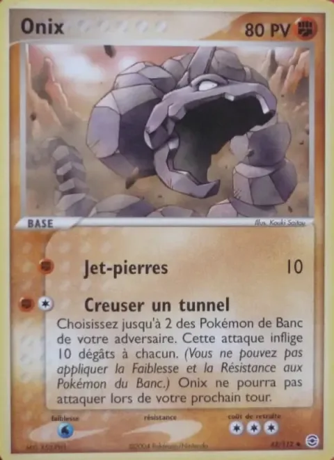 Carte Pokémon Onix 042/112, extension EX Rouge Feu & Vert Feuille