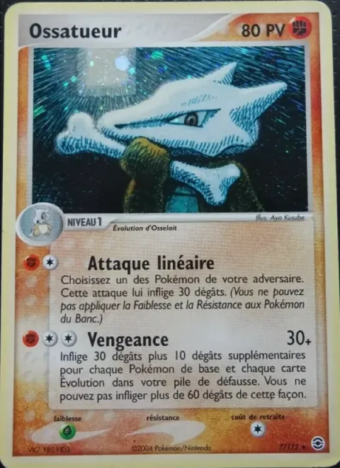 Carte Pokémon Ossatueur 007/112, extension EX Rouge Feu & Vert Feuille