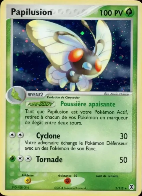 Carte Pokémon Papilusion 002/112, extension EX Rouge Feu & Vert Feuille