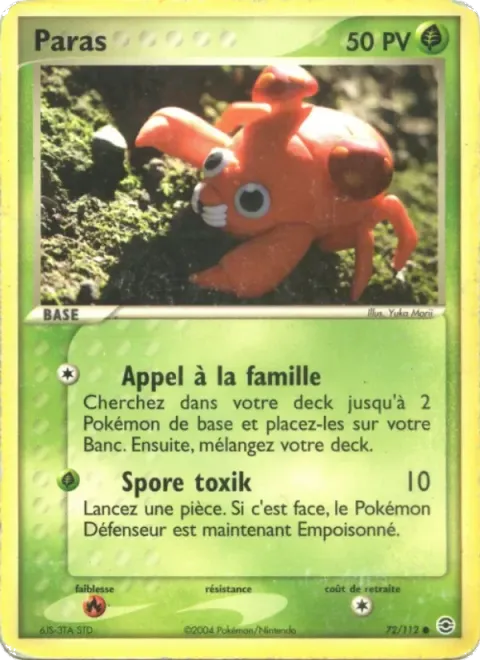 Carte Pokémon Paras 072/112, extension EX Rouge Feu & Vert Feuille
