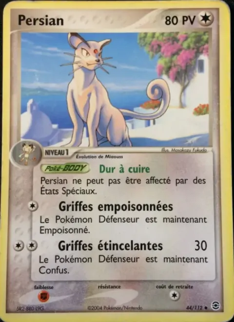 Carte Pokémon Persian 044/112, extension EX Rouge Feu & Vert Feuille