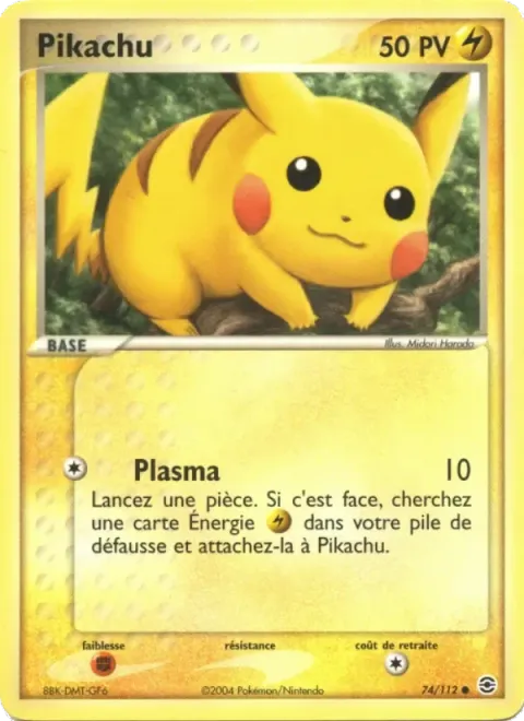 Carte Pokémon Pikachu 074/112, extension EX Rouge Feu & Vert Feuille