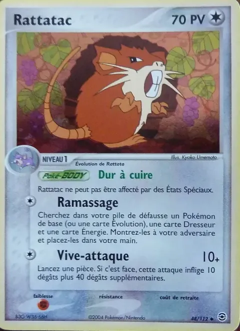 Carte Pokémon Rattatac 048/112, extension EX Rouge Feu & Vert Feuille