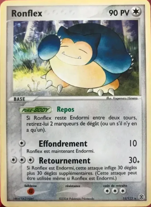 Carte Pokémon Ronflex 015/112, extension EX Rouge Feu & Vert Feuille