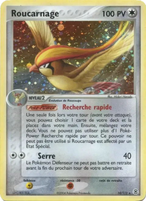 Carte Pokémon Roucarnage 010/112, extension EX Rouge Feu & Vert Feuille