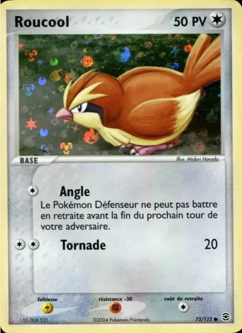 Carte Pokémon Roucool 073/112, extension EX Rouge Feu & Vert Feuille