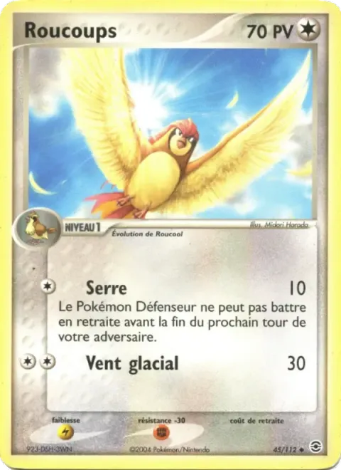 Carte Pokémon Roucoups 045/112, extension EX Rouge Feu & Vert Feuille