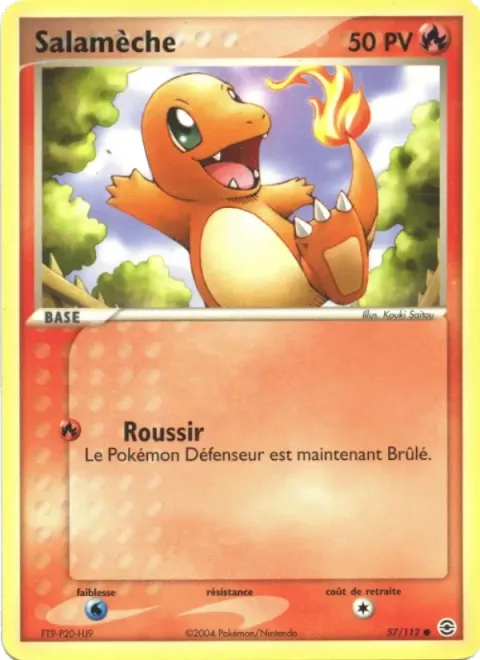 Carte Pokémon Salamèche 057/112, extension EX Rouge Feu & Vert Feuille