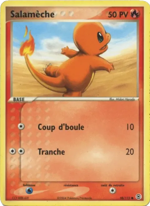 Carte Pokémon Salamèche 058/112, extension EX Rouge Feu & Vert Feuille
