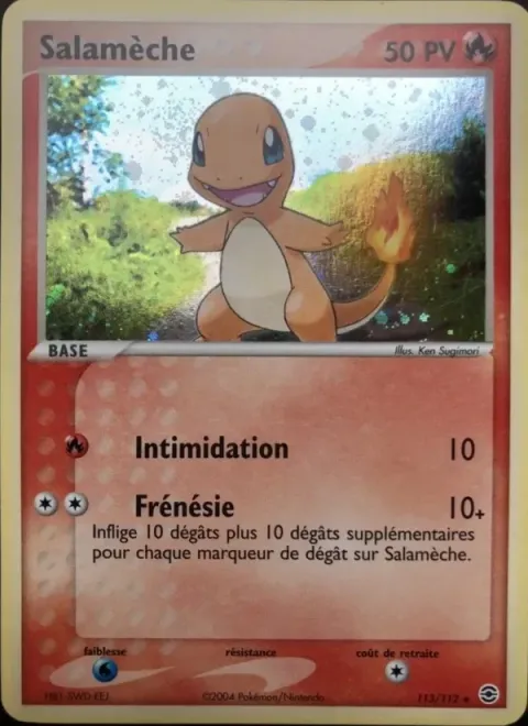 Carte Pokémon Salamèche 113/112, extension EX Rouge Feu & Vert Feuille