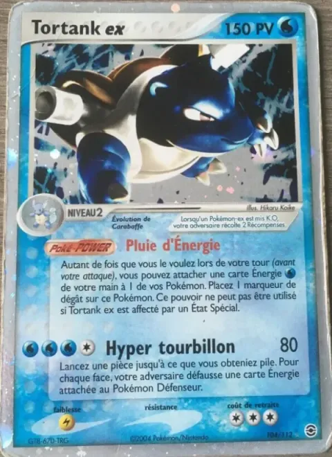 Carte Pokémon Tortank ex 104/112, extension EX Rouge Feu & Vert Feuille