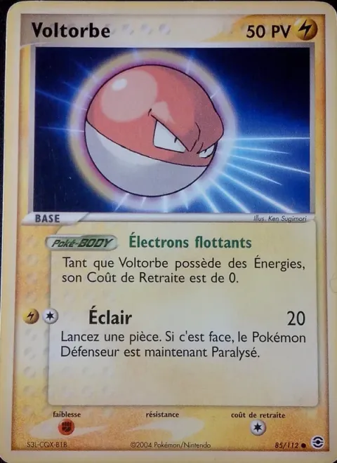 Carte Pokémon Voltorbe 085/112, extension EX Rouge Feu & Vert Feuille