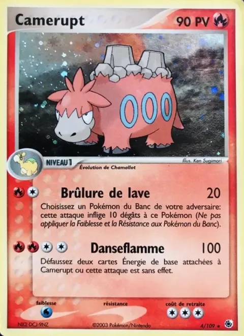 Carte Pokémon Camérupt 004/109, extension EX Rubis & Saphir