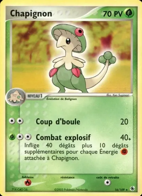 Carte Pokémon Chapignon 016/109, extension EX Rubis & Saphir
