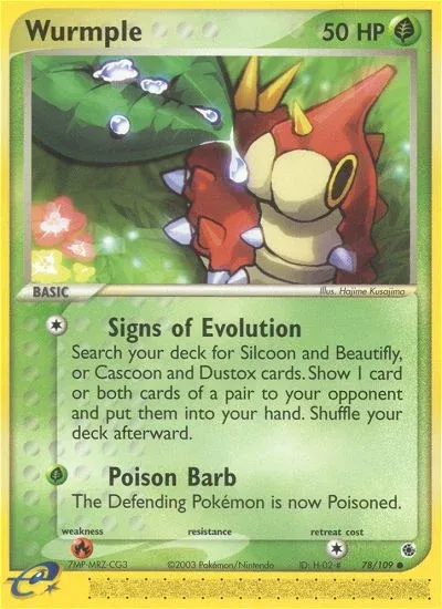 Carte Pokémon Chenipotte 078/109, extension EX Rubis & Saphir