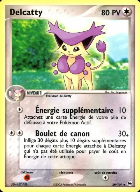 Carte Pokémon Delcatty 029/109, extension EX Rubis & Saphir