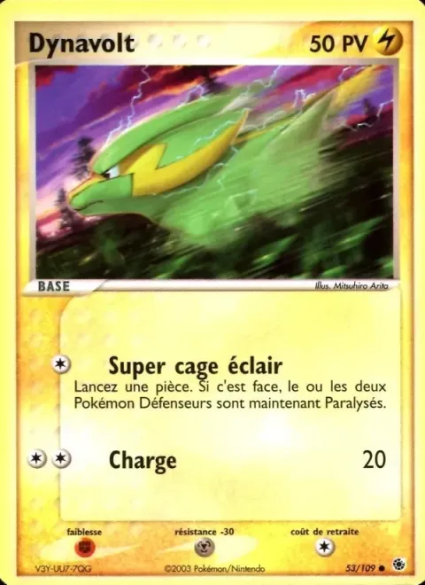 Carte Pokémon Dynavolt 053/109, extension EX Rubis & Saphir