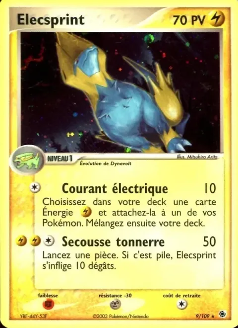 Carte Pokémon Élecsprint 009/109, extension EX Rubis & Saphir