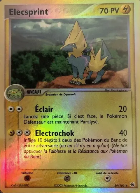 Carte Pokémon Élecsprint 039/109, extension EX Rubis & Saphir