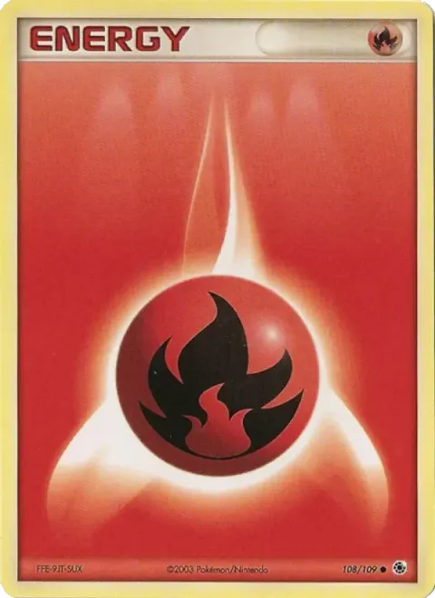 Carte Pokémon Énergie Feu 108/109, extension EX Rubis & Saphir