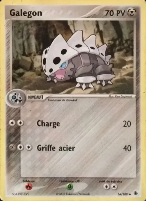 Carte Pokémon Galegon 036/109, extension EX Rubis & Saphir
