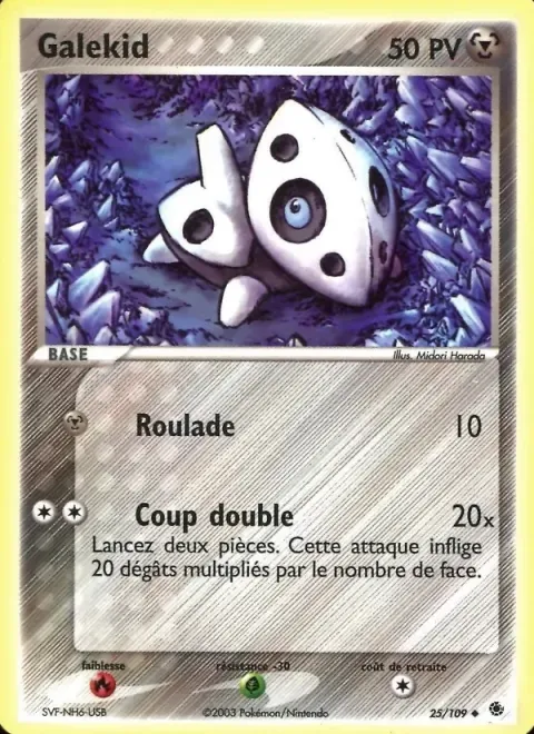 Carte Pokémon Galekid 025/109, extension EX Rubis & Saphir