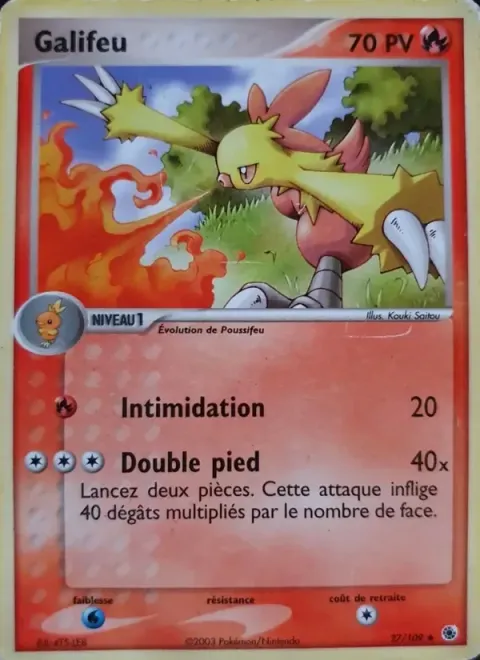 Carte Pokémon Galifeu 027/109, extension EX Rubis & Saphir