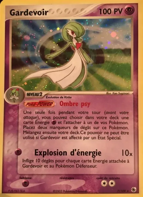 Carte Pokémon Gardevoir 007/109, extension EX Rubis & Saphir