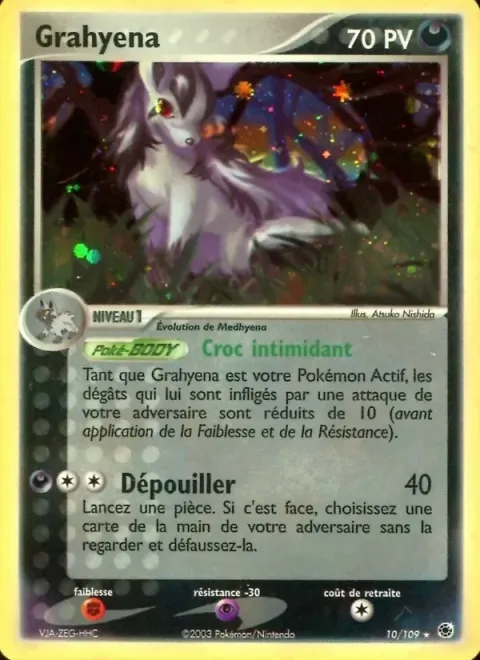 Carte Pokémon Grahyèna 010/109, extension EX Rubis & Saphir