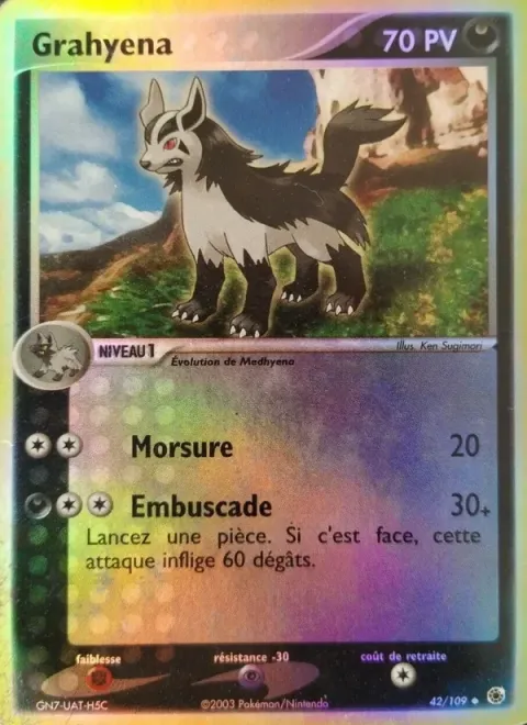 Carte Pokémon Grahyèna 042/109, extension EX Rubis & Saphir