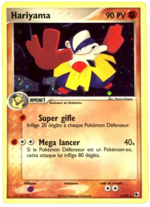 Carte Pokémon Hariyama 008/109, extension EX Rubis & Saphir