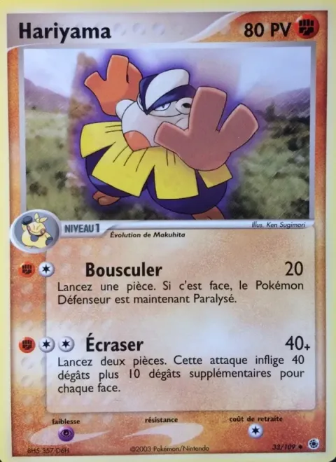 Carte Pokémon Hariyama 033/109, extension EX Rubis & Saphir