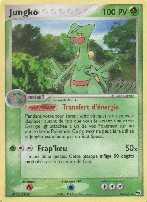 Carte Pokémon Jungko 020/109, extension EX Rubis & Saphir