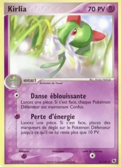 Carte Pokémon Kirlia 035/109, extension EX Rubis & Saphir