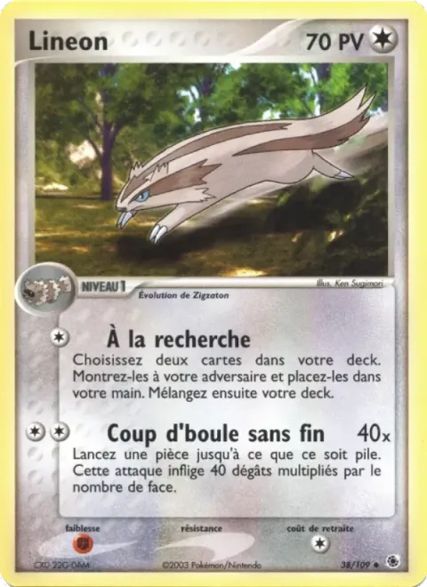 Carte Pokémon Linéon 038/109, extension EX Rubis & Saphir