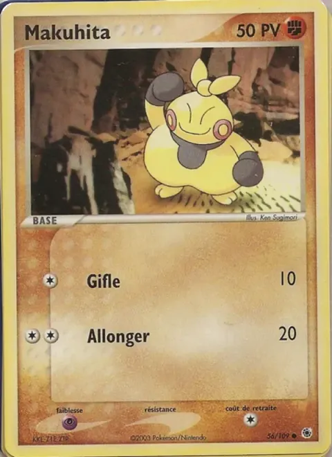 Carte Pokémon Makuhita 056/109, extension EX Rubis & Saphir
