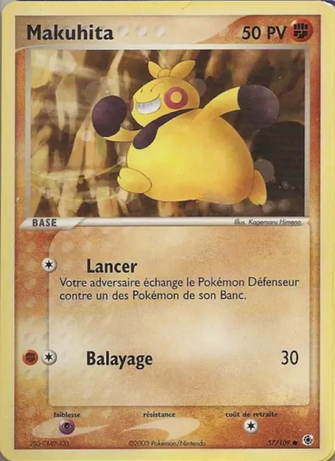 Carte Pokémon Makuhita 057/109, extension EX Rubis & Saphir