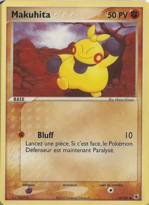 Carte Pokémon Makuhita 058/109, extension EX Rubis & Saphir