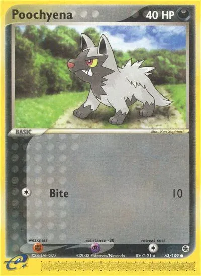 Carte Pokémon Medhyena 063/109, extension EX Rubis & Saphir