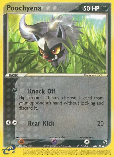 Carte Pokémon Medhyena 064/109, extension EX Rubis & Saphir