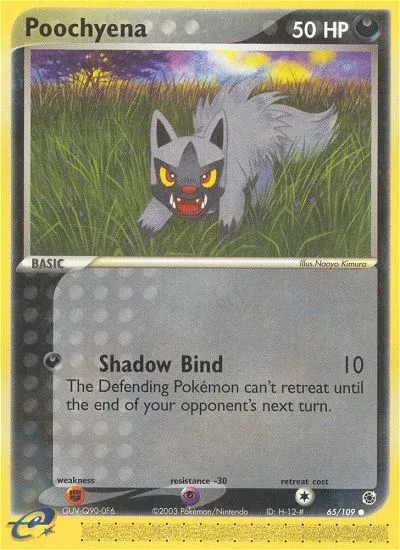 Carte Pokémon Medhyena 065/109, extension EX Rubis & Saphir