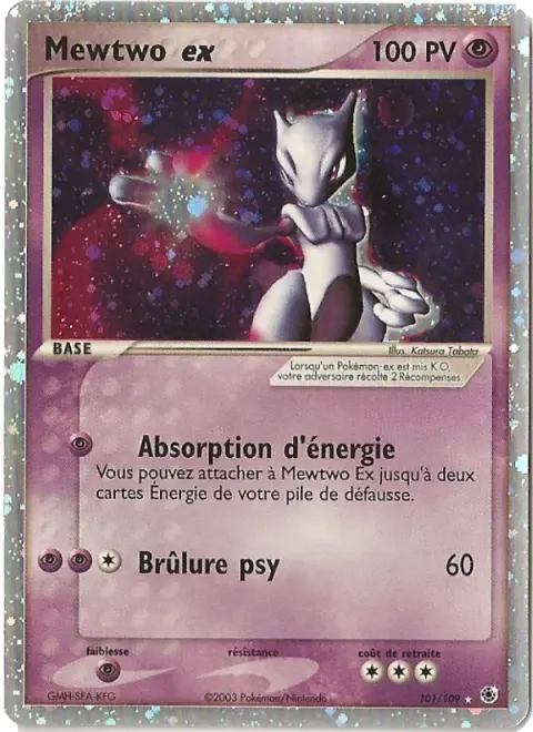 Carte Pokémon Mewtwo ex 101/109, extension EX Rubis & Saphir