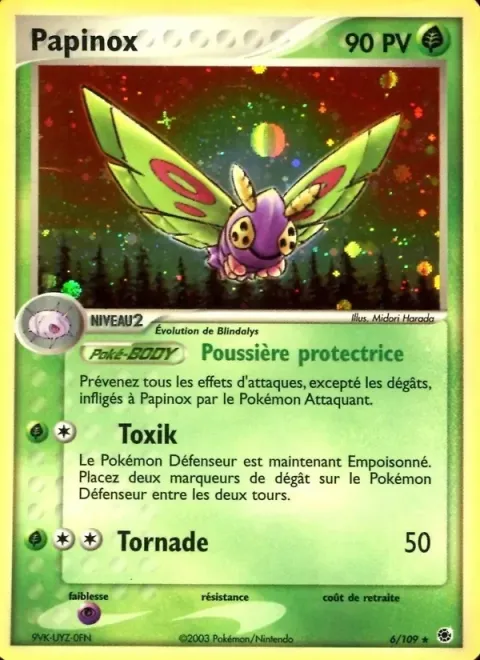 Carte Pokémon Papinox 006/109, extension EX Rubis & Saphir